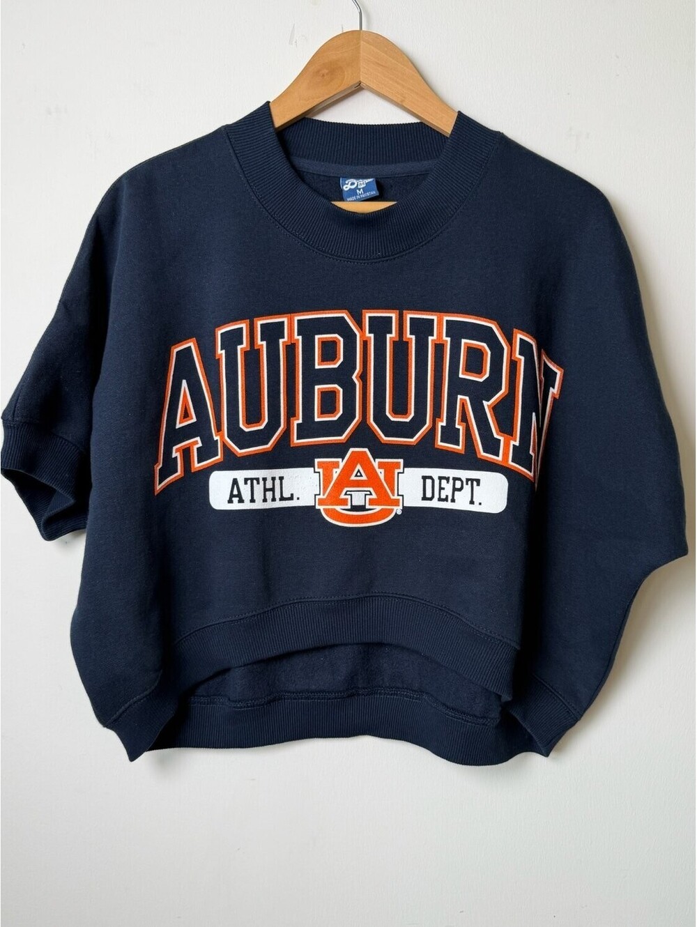 Blue 84 Auburn Athl. Dept. Sweatshirt Womens M Crew Neck Short Sleeve Cuffed